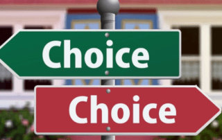 opposing signs that say "choice"