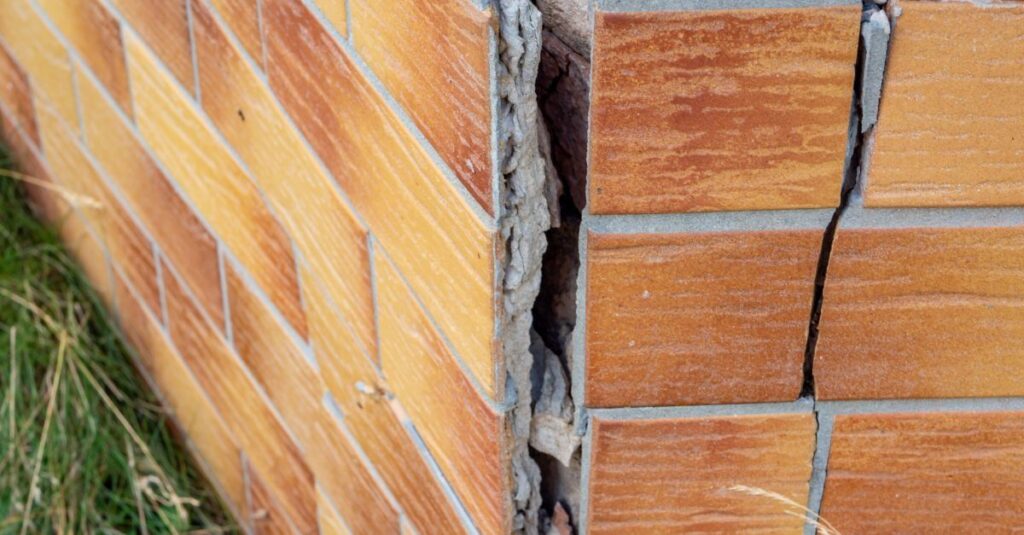 a wall with significant structural damage